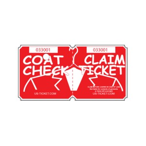 Two Part Coat Check Roll Tickets