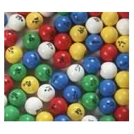 BINGO BALLS- 5 COLOR PLASTIC 7/8"